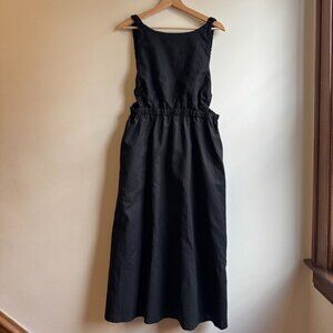 Petal and Pup Black Linen Blend Aubrey Cutout Midi Dress Women's Size Large L